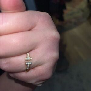 TIFFANY&Co. T wire Ring K18 Pink Gold/12P diamond #3.5(US Size) 2.1g Women